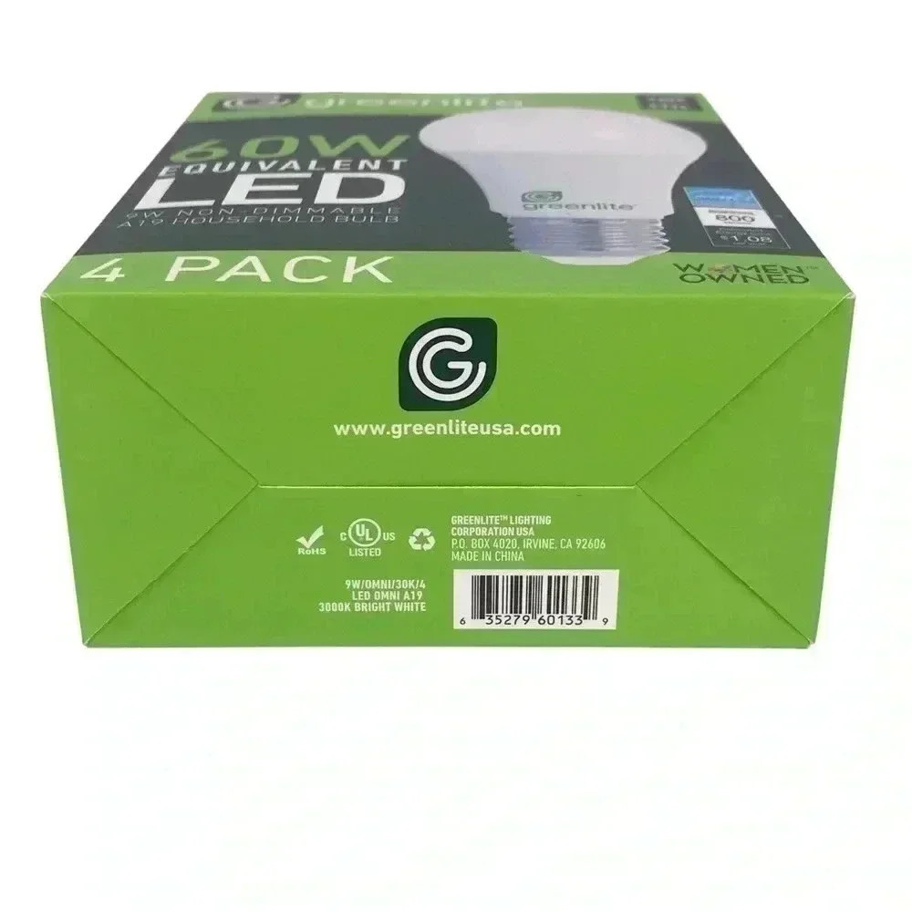 16 BULBS 4–PACK GREENLITE 60 WATT EQUIVALENT NON DIMMABLE A19 LED LIGHT BULBS - Picture 9 of 10